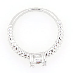 Sterling Silver Semi Mount Ring Setting with Split Rope Shank, Round Gemstone placeholder 6.5x6.5mm