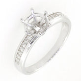 Sterling silver semi mount ring setting with round solitaire design and white topaz accent, made to order.
