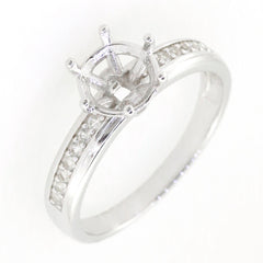 Sterling silver semi mount ring setting with round solitaire design and white topaz accent, made to order.