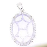 Sterling Silver semi mount pendant setting oval 21x16mm with white topaz halo, customizable made-to-order design.