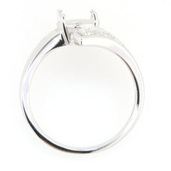 Sterling Silver Semi Mount Ring Setting with White Topaz, Oval OV 10x8mm Bypass design for custom gemstone.