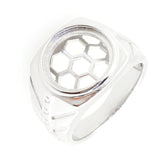 Sterling Silver semi mount ring setting with honeycomb design for 12x12mm cabochon stone