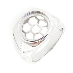 Sterling Silver semi mount ring setting with honeycomb design for 12x12mm cabochon stone