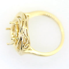Sterling silver semi mount ring setting with infinity loop design for cushion gemstone 10.49 x 7.55 x 5.08mm.