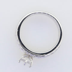 Sterling silver semi mount ring setting showcasing prong for 12x6mm marquise gemstone, ideal for custom wedding engagement sets.