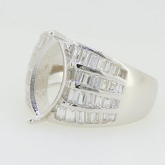 Sterling Silver Semi Mount Ring Setting with Marquise and Baguette Cut Gemstone Openings for Custom Engagement Ring