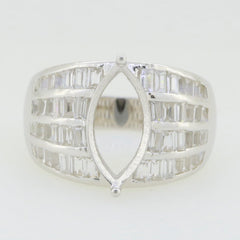 Sterling Silver Semi Mount Ring Setting with Marquise shape, featuring an elegant design for engagement or wedding.