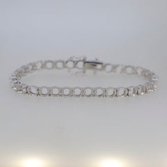 Sterling silver semi mount tennis bracelet setting with round 5x5mm gemstone placeholders, made to order design.