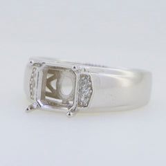 Men's sterling silver semi mount ring setting with square emerald design, 8x8mm, for custom gemstone placement.