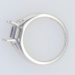 Men's sterling silver semi mount ring setting with square stone holder, designed for an 8x8mm emerald gemstone.