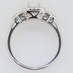 Sterling Silver Semi Mount Ring Setting for 7x5mm Oval Gemstone with Halo and White Topaz Accents