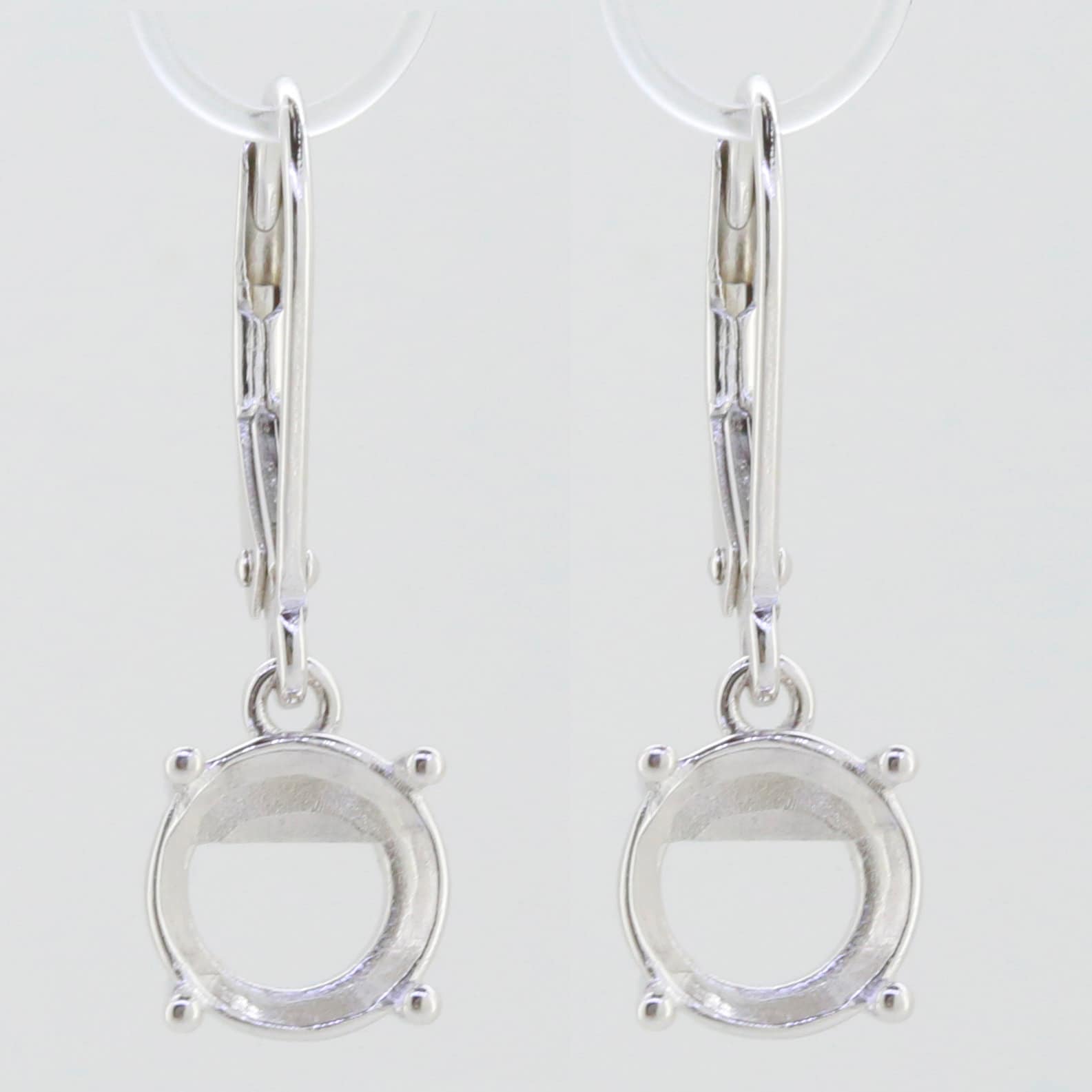 Sterling Silver Semi Mount Dangle Earrings Setting for 8x8mm gemstones, featuring leverback closure.