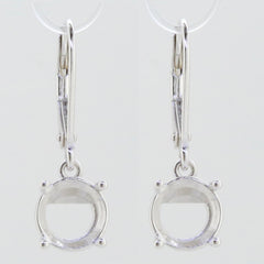 Sterling Silver Semi Mount Dangle Earrings Setting for 8x8mm gemstones, featuring leverback closure.