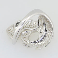 Sterling Silver Semi Mount Ring Setting with intricate leaf design, ready for an oval gemstone 8x6mm.