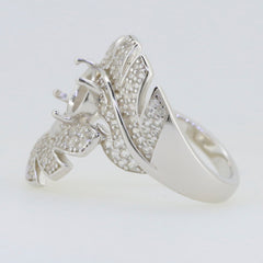 Sterling silver semi mount ring setting with white topaz accent, showcasing a modern cocktail ring design.