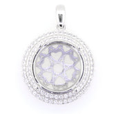 Sterling Silver Semi Mount Pendant Setting with Double Halo design, featuring White Topaz gemstones for elegant jewelry.