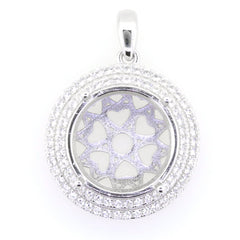 Sterling Silver Semi Mount Pendant Setting with Double Halo design, featuring White Topaz gemstones for elegant jewelry.