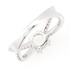 Sterling silver semi mount ring setting with split rope shank, designed for a round gemstone of size 6.5x6.5mm.