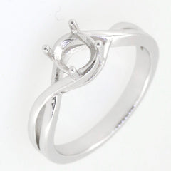 Sterling Silver Semi Mount Ring Setting with Cross Shank Design for 6x6mm Round Gemstone