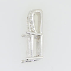 Sterling Silver Semi Mount Pendant Setting for Emerald with Baguette Accent, designed for customized gemstone sizes.