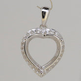 Sterling Silver Heart Pendant Setting with White Topaz Halo, semi mount, customizable size, made to order jewelry.