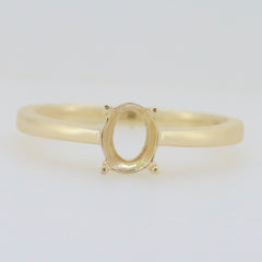 Sterling Silver Semi Mount Ring Setting for Oval Gemstone 7x5mm in Simple Solitaire Design