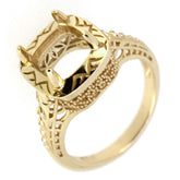 Sterling silver semi mount ring setting in Art Deco style with a cushion cut for an 8x8mm gemstone.