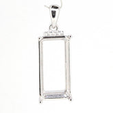 Sterling silver semi mount pendant setting with topaz accent, designed for customizable gemstones.