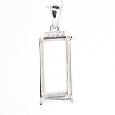 Sterling Silver Semi Mount Pendant Setting with cushion shape for custom gemstone fitting 35 x 30 x 16 mm.