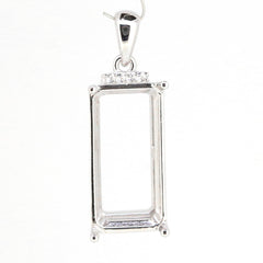 Sterling silver semi mount pendant setting with topaz accent, designed for customizable gemstones.