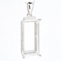Sterling Silver Semi Mount Pendant Setting, Cushion shape, 35x30x16mm, made to order for custom gemstones.