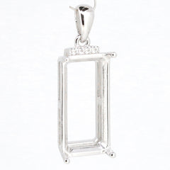 Sterling Silver Semi Mount Pendant Setting for Emerald with Topaz Accent, custom made to order.