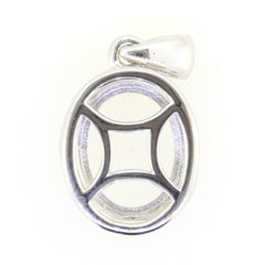 Sterling Silver Semi Mount Pendant Setting with oval design, made to order for custom gemstone fitting