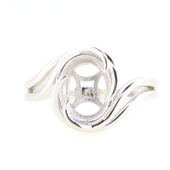 Sterling Silver Semi Mount Ring Setting Oval OV 11x9, elegant design for custom gemstone setting, made to order.