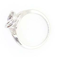 Sterling Silver Semi Mount Ring Setting with oval design, suitable for custom gemstone settings.