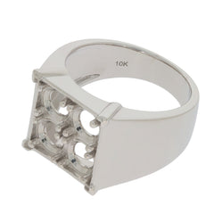 Men's 10K sterling silver semi mount ring setting for multi stones, featuring a modern design with round openings.