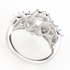 Sterling Silver Semi Mount Ring Setting showing intricate Art Nouveau design from the back, ideal for custom gemstones.