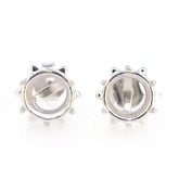 Sterling Silver Semi Mount Earrings Setting for 8x8mm Round Gemstones with White Topaz option, made to order.