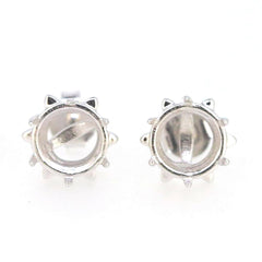 Sterling Silver Semi Mount Earrings Setting for 8x8mm Round Gemstones with White Topaz option, made to order.