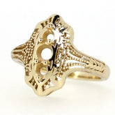 Art Deco style sterling silver semi mount ring setting for 3 stones, featuring intricate design and craftsmanship.