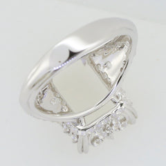 Sterling silver semi mount ring setting with white topaz accent, ideal for custom gemstone arrangements.