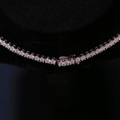 Sterling Silver Semi Mount Tennis Necklace Setting with round stones, showcasing a classic design from 16" to 30".