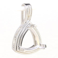 Sterling Silver Semi Mount Pendant Setting with Trillion Cut Millgrain Vintage Style