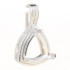 Sterling Silver Semi Mount Pendant Setting in Triangular Shape with Milgrain Vintage Style