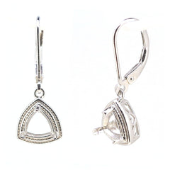 Sterling Silver semi mount earrings setting with dangle leverbacks for 7x7mm gemstones.