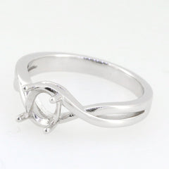 Sterling Silver Semi Mount Ring Setting with Cross Shank Design for 6x6mm Round Gemstone