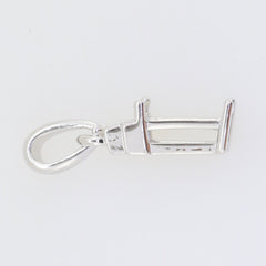 Sterling silver semi mount pendant setting featuring a sleek design for an 8x6mm emerald gemstone.