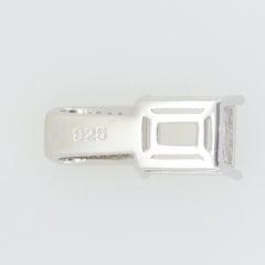 Sterling silver semi mount pendant setting with 925 hallmark for emerald and baguette accents, customizable size.