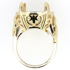 Art Deco style sterling silver semi mount ring setting for oval gemstone 20x16mm, made to order.