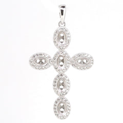 Sterling Silver Cross Pendant Setting with Multi Stone Accents and Topaz, Oval OV 6x4mm Design